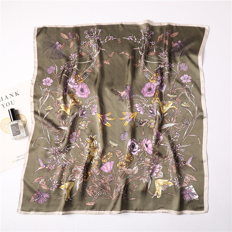 floral silk head scarf