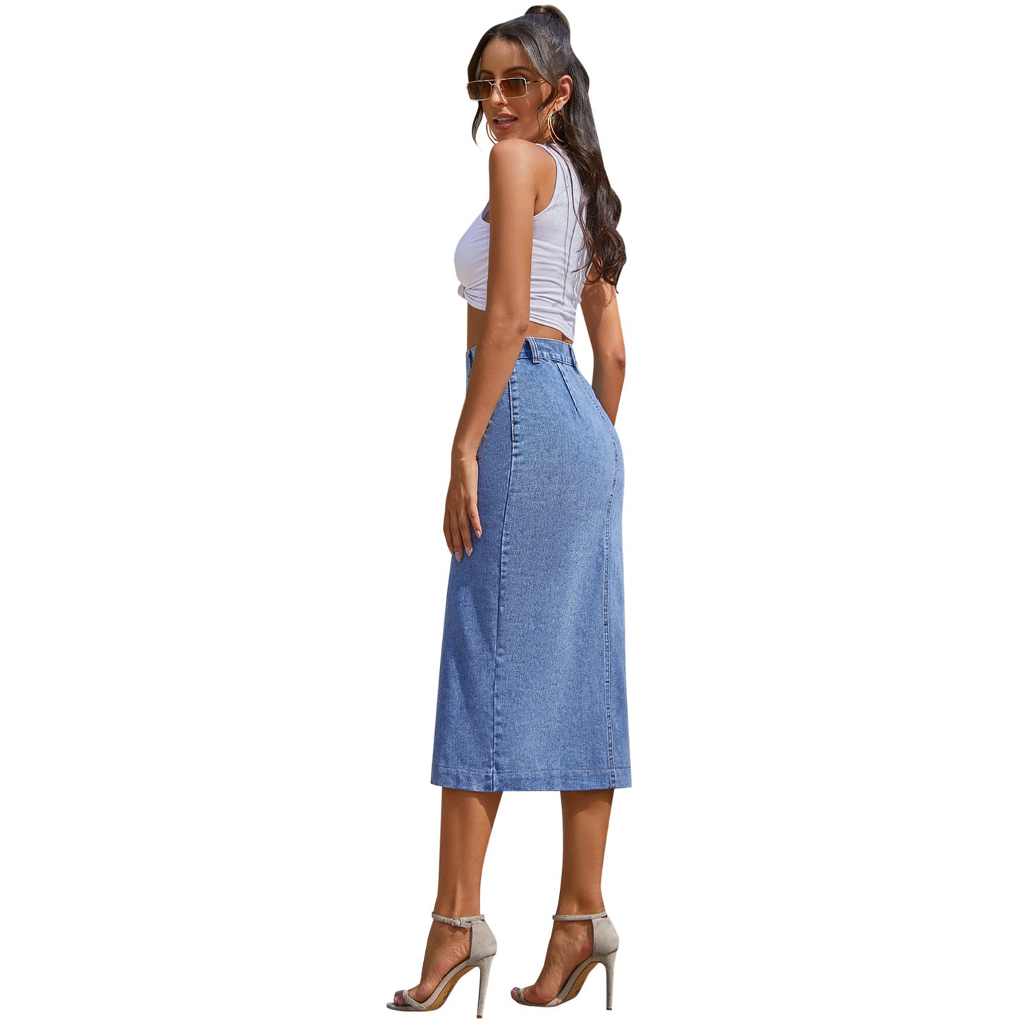 denim maxi skirts for women