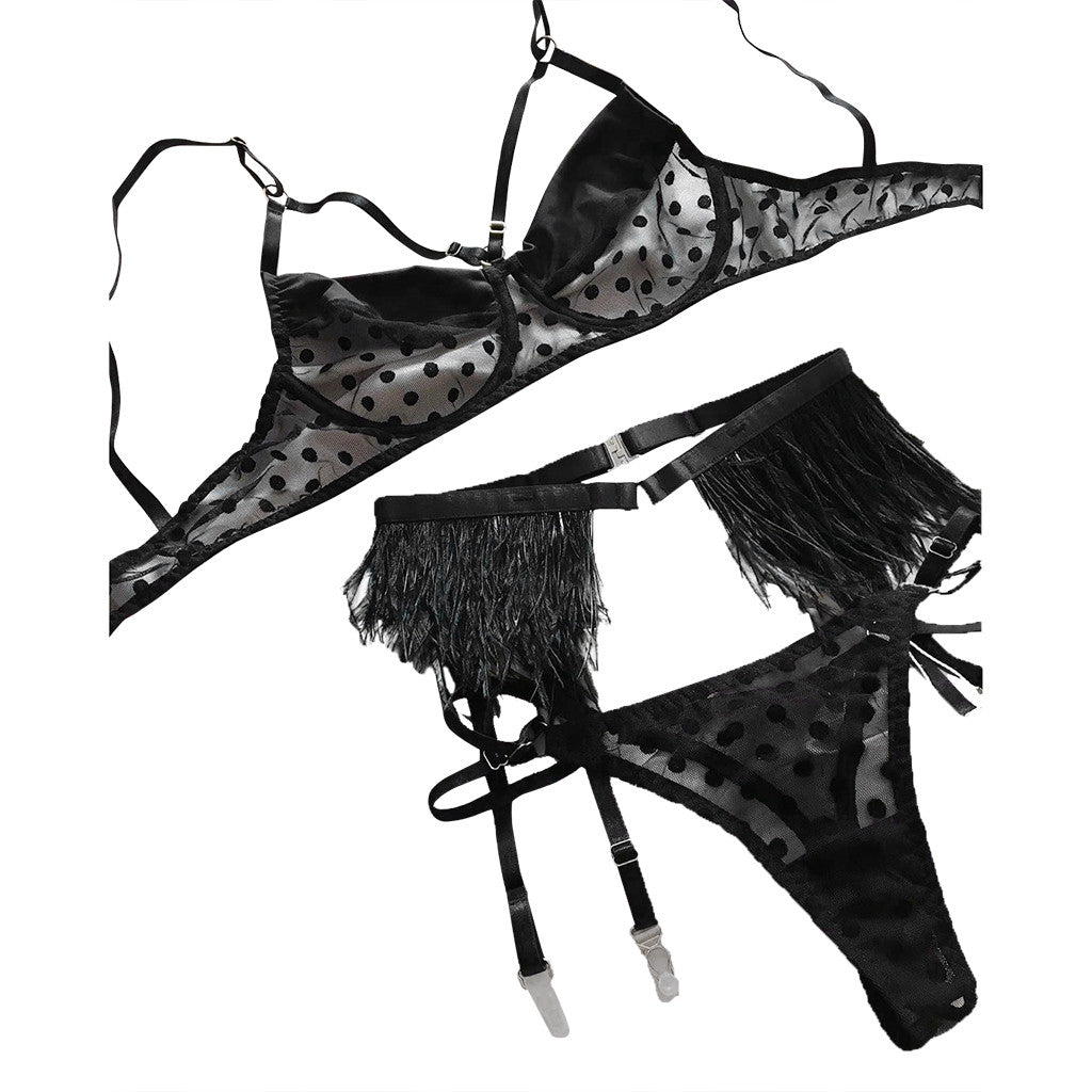 Buy Online Premimum Quality, Trendy and Highly Comfortable Polka dot mesh sexy lingerie - FEYONAS