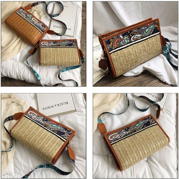 Buy Online Premimum Quality, Trendy and Highly Comfortable Fashion Woman Bag Retro Ethnic Wind Straw - FEYONAS