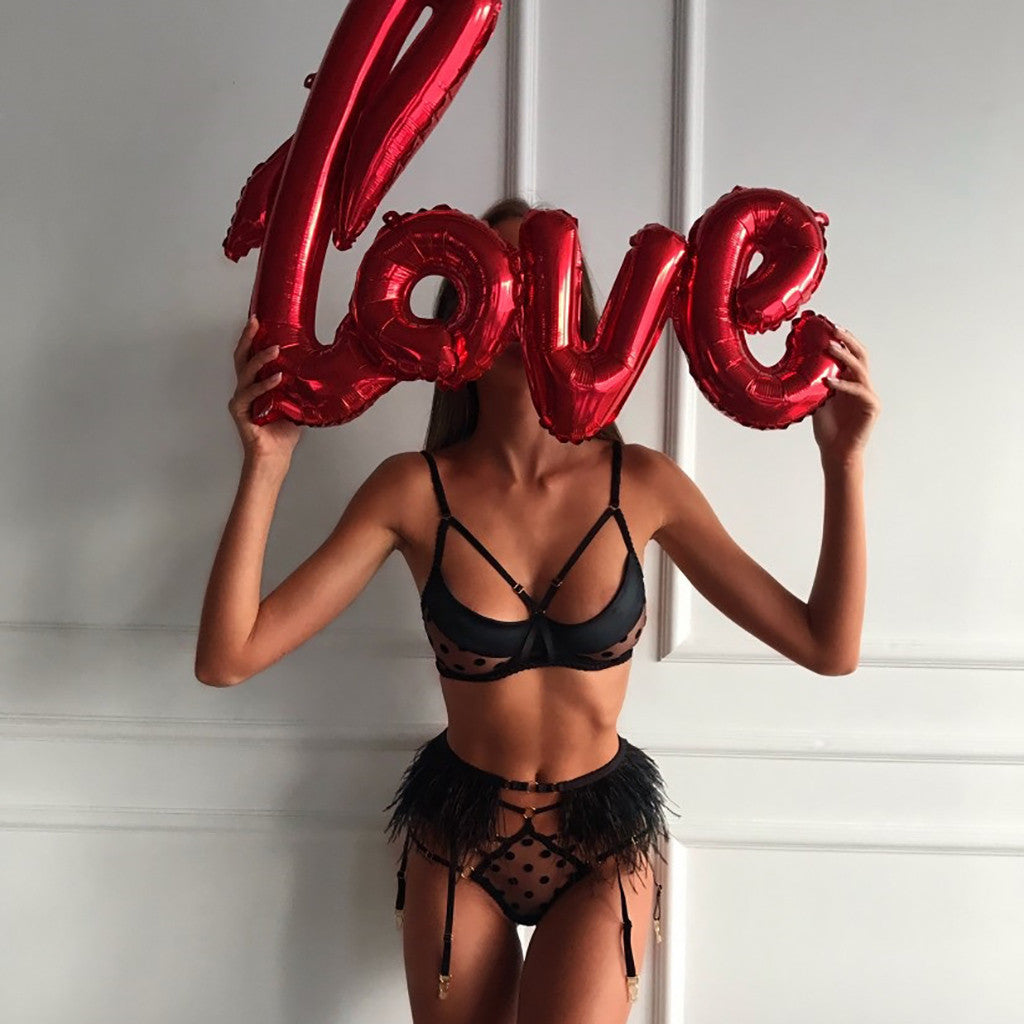 Buy Online Premimum Quality, Trendy and Highly Comfortable Polka dot mesh sexy lingerie - FEYONAS
