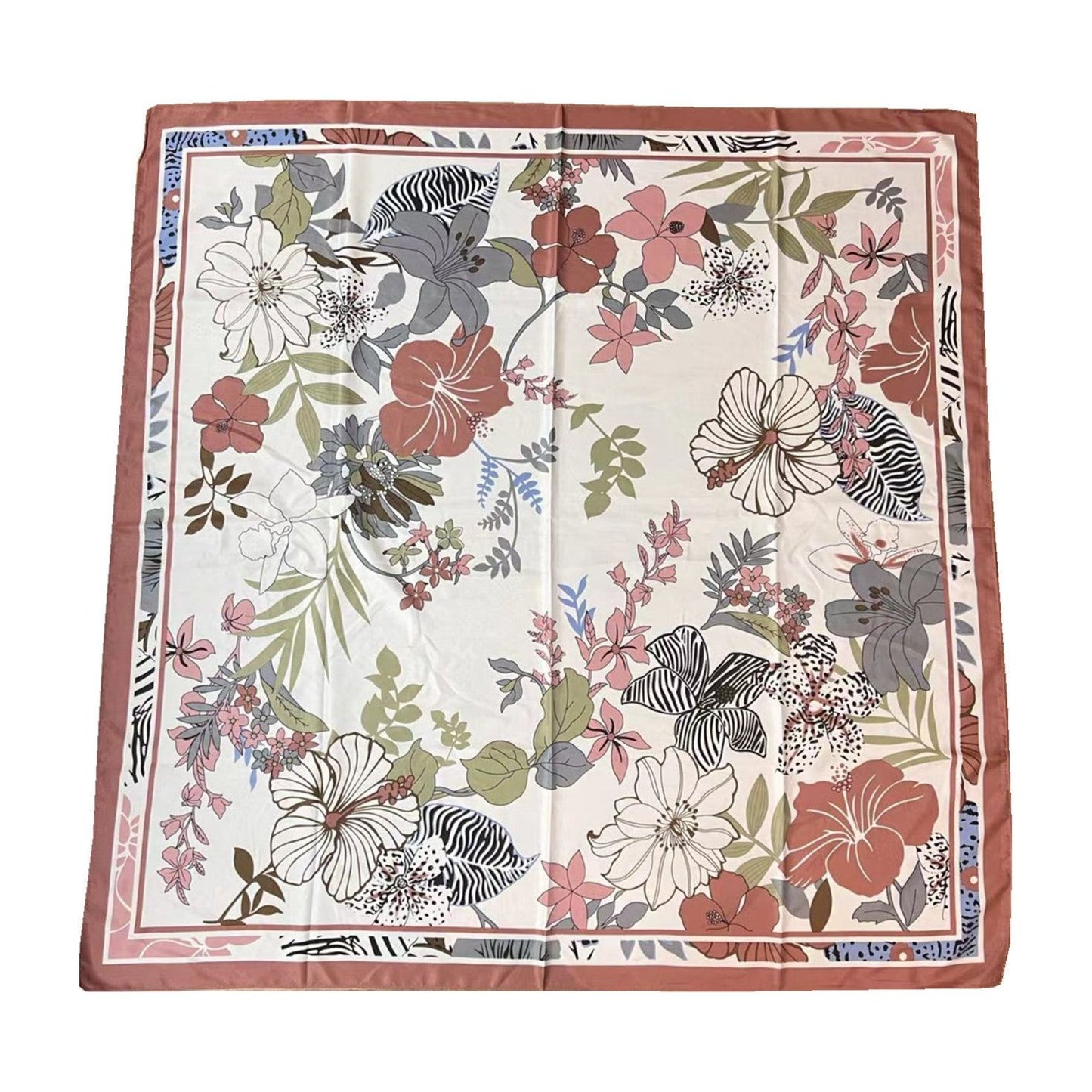 Luxury Floral Print Silk Scarf
