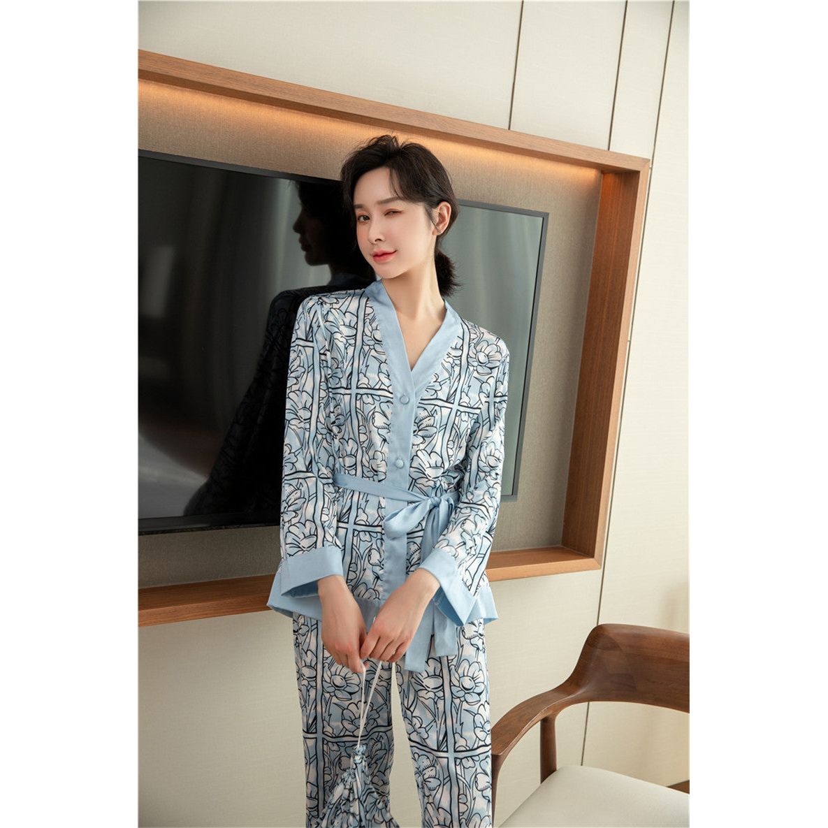 Buy Online Premimum Quality, Trendy and Highly Comfortable Pajamas Women Summer Ice Silk Sweet Imitation - FEYONAS