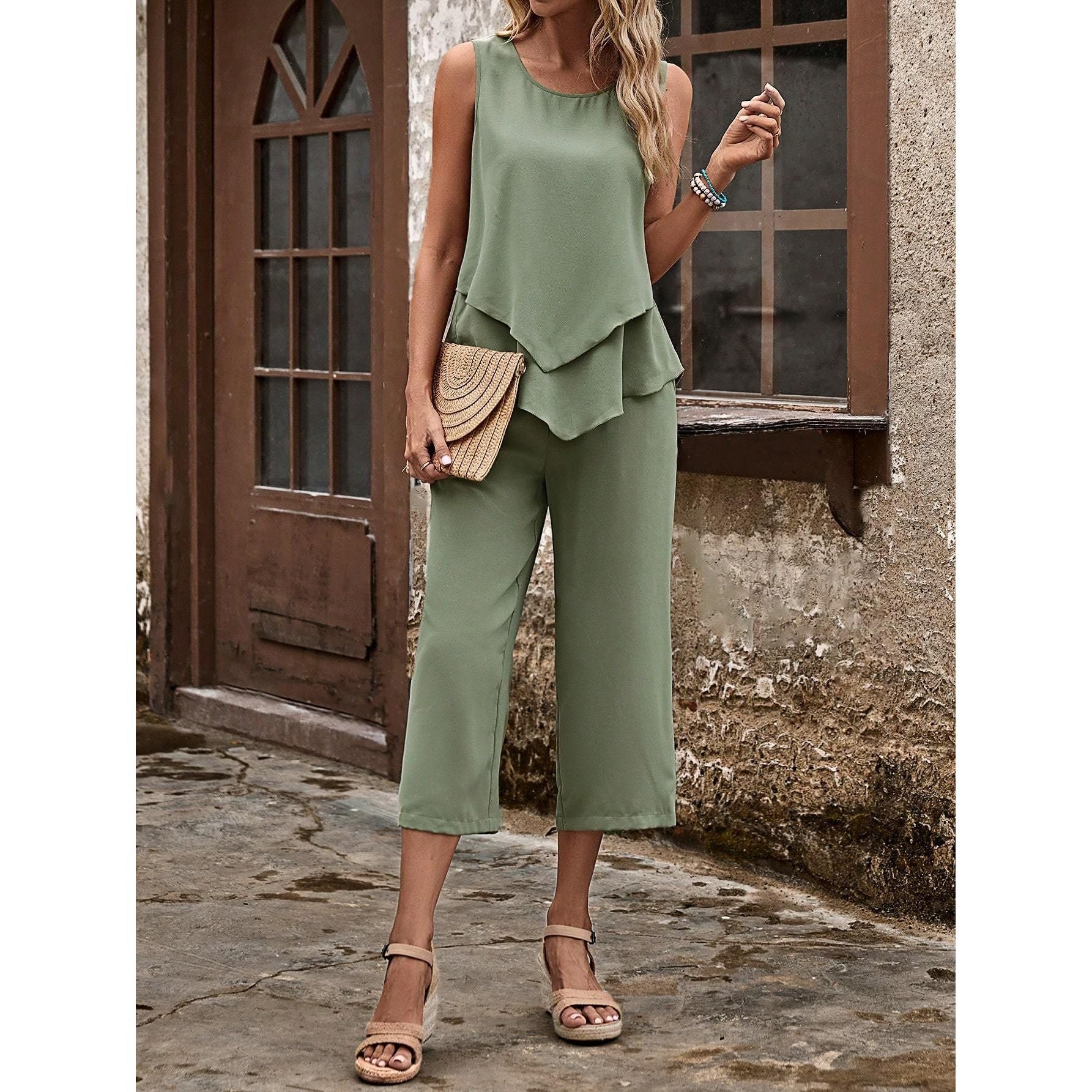 Solid Color, 2 Piece Outfit for women in summer