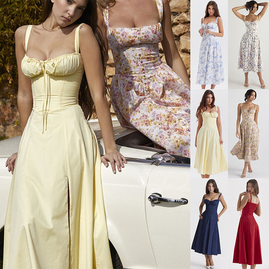 Buy Online Premimum Quality, Trendy and Highly Comfortable Fashion Suspender Dress For Women High Split Party Sexy Dress Summer - FEYONAS