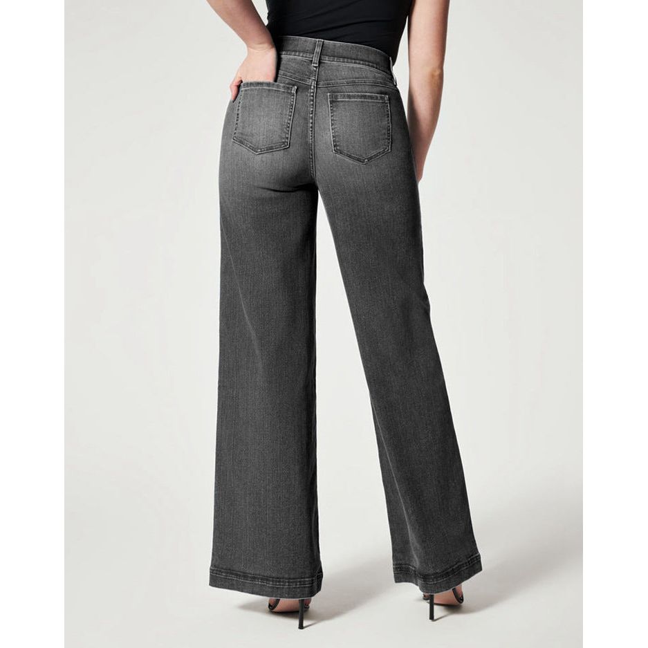 Buy Online Premimum Quality, Trendy and Highly Comfortable Mid Waist Wide Leg Pants High Elastic Jeans - FEYONAS