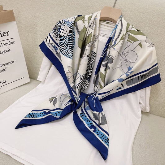 Luxury Floral Print Silk Scarf