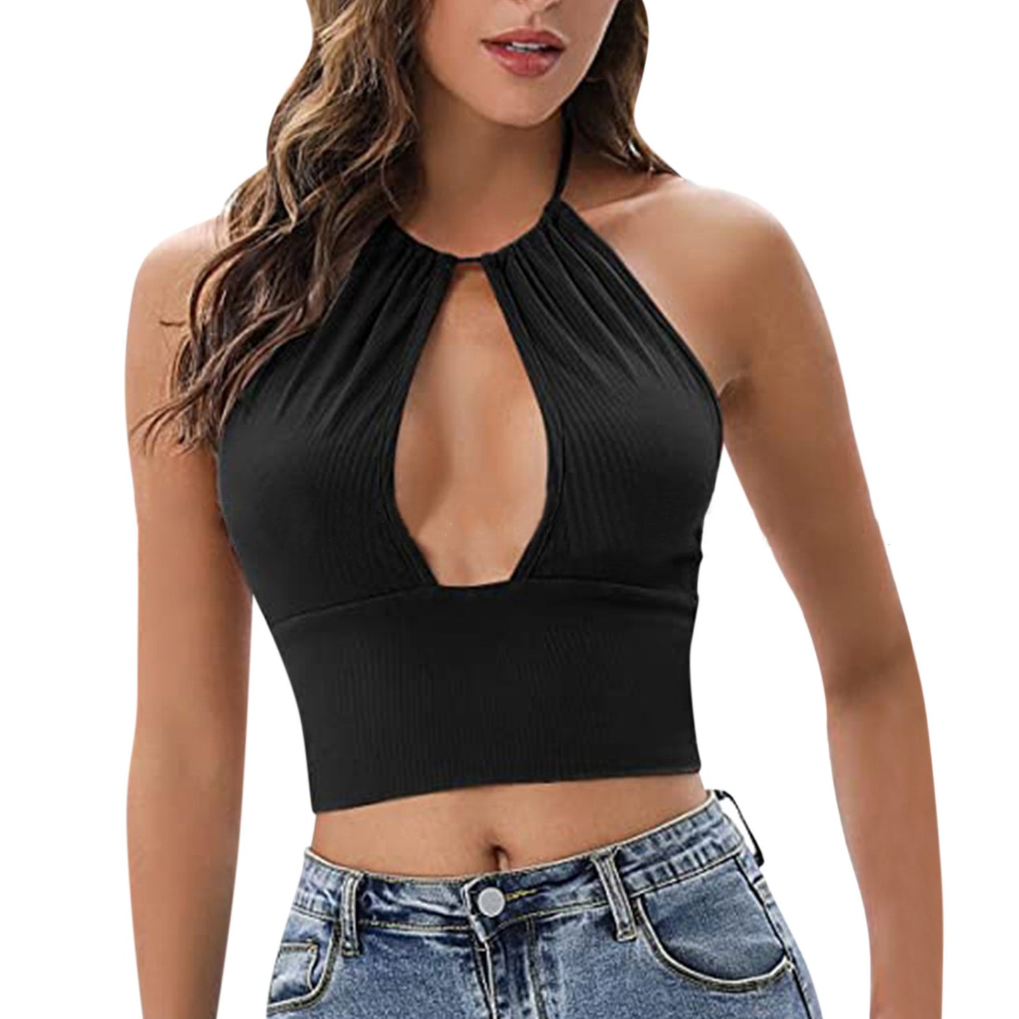 Buy Online Premimum Quality, Trendy and Highly Comfortable Camisole Halter  Summer Sexy Hollow Tops - FEYONAS