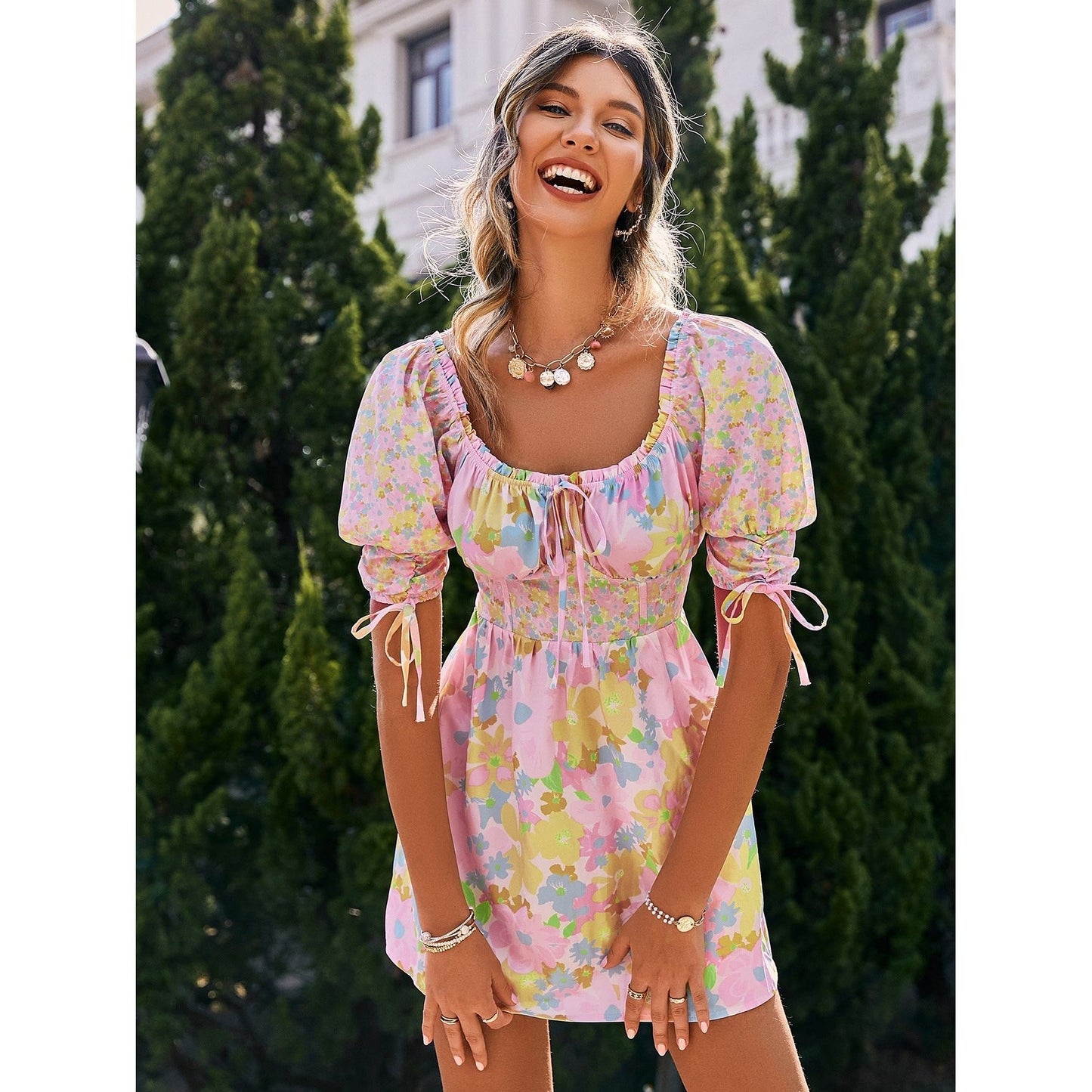 Buy Online Premimum Quality, Trendy and Highly Comfortable Spring And Summer Printed Frock - FEYONAS