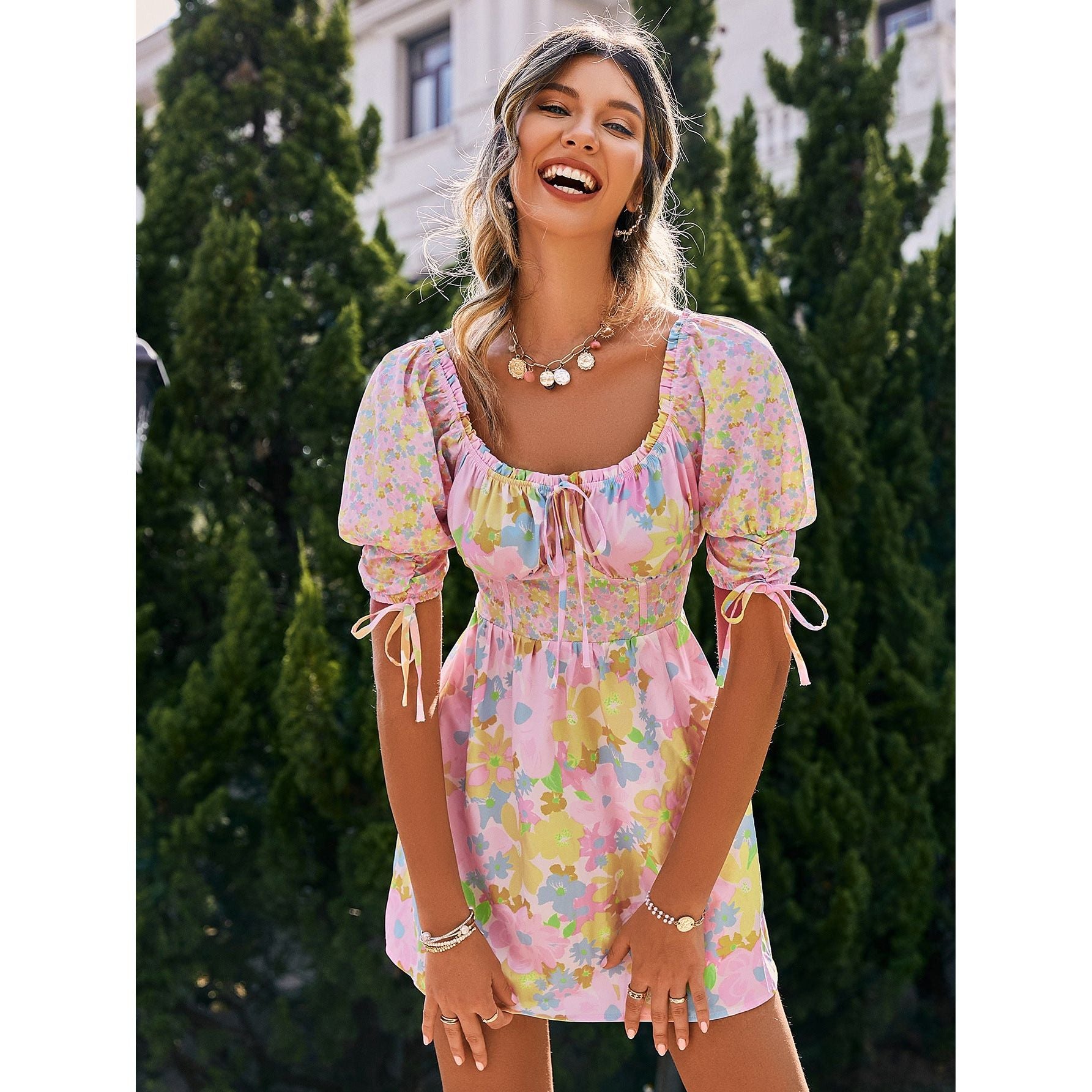 Buy Online Premimum Quality, Trendy and Highly Comfortable Spring And Summer Printed Frock - FEYONAS