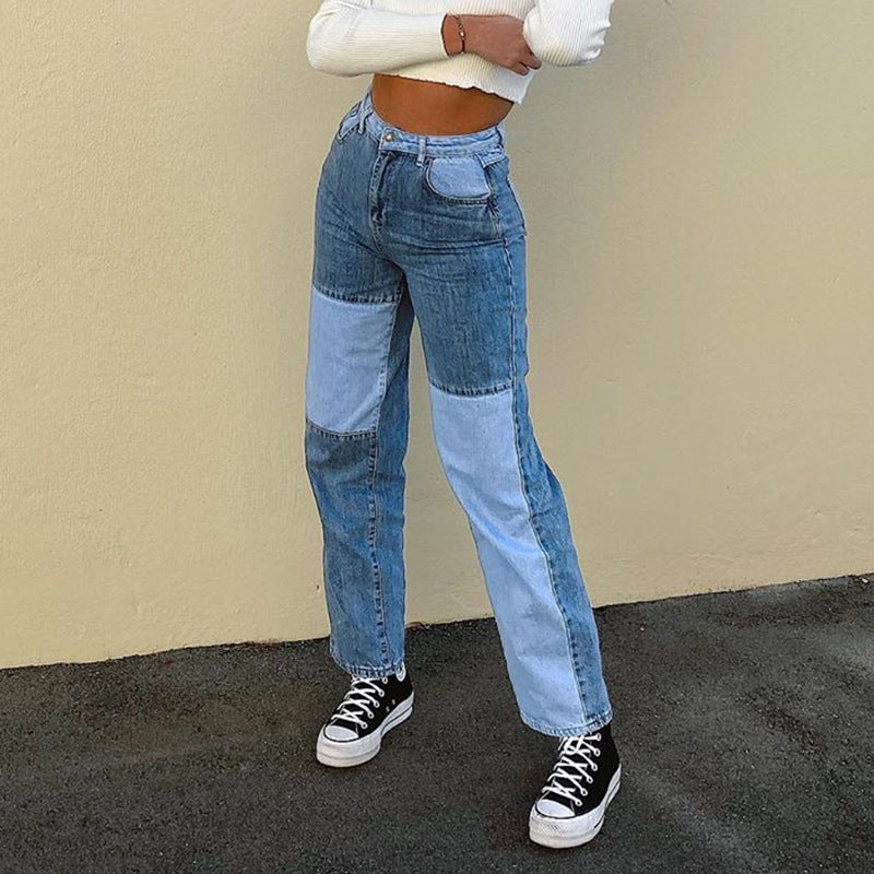 Buy Online Premimum Quality, Trendy and Highly Comfortable Contrasting Stitching Straight-leg Jeans Women - FEYONAS