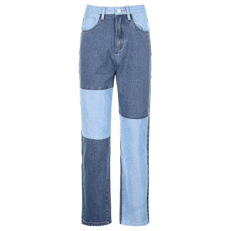 Buy Online Premimum Quality, Trendy and Highly Comfortable Contrasting Stitching Straight-leg Jeans Women - FEYONAS