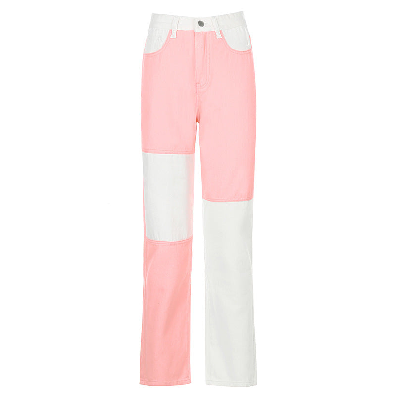 Buy Online Premimum Quality, Trendy and Highly Comfortable Contrasting Stitching Straight-leg Jeans Women - FEYONAS