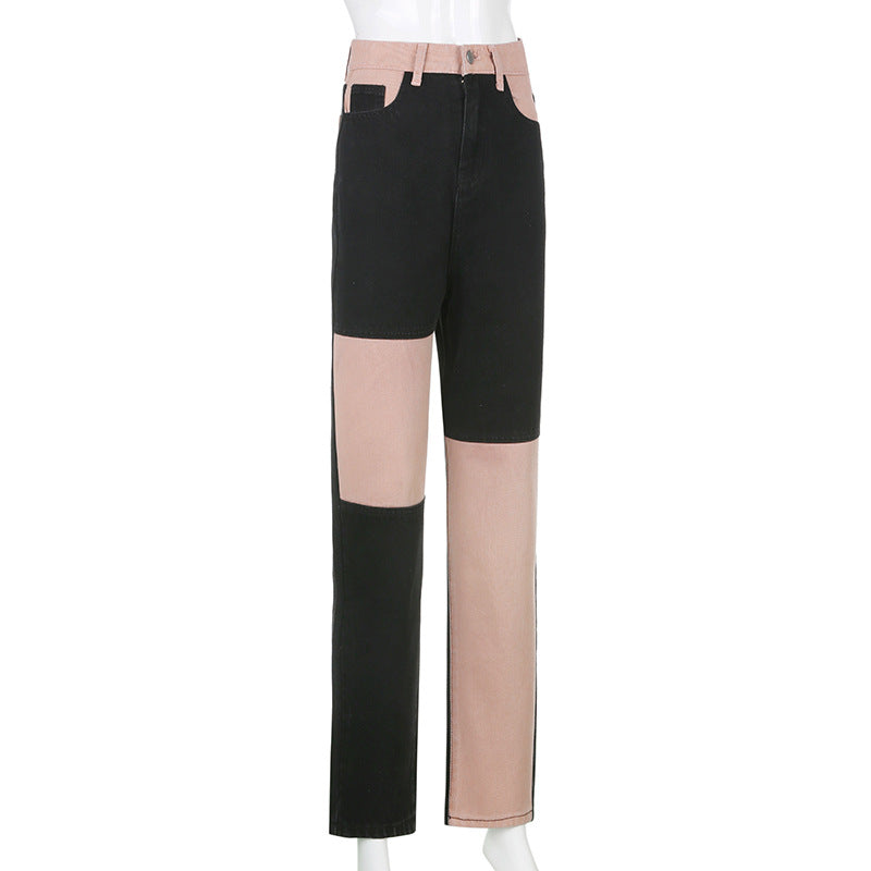 Buy Online Premimum Quality, Trendy and Highly Comfortable Contrasting Stitching Straight-leg Jeans Women - FEYONAS