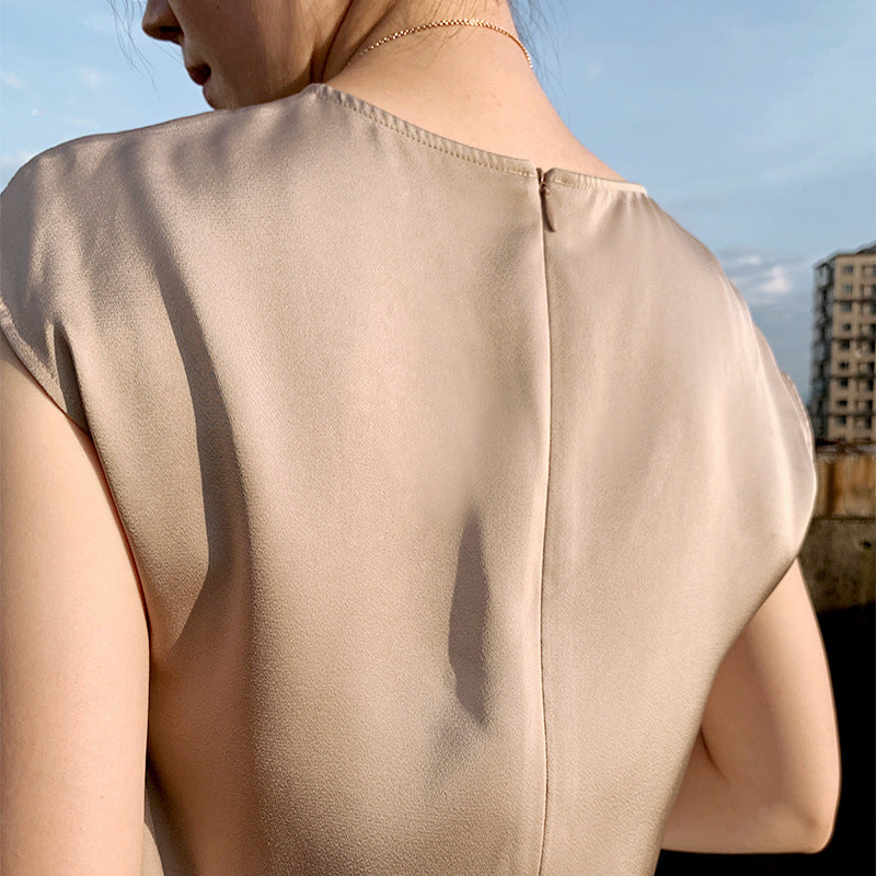 Buy Online Premimum Quality, Trendy and Highly Comfortable Elegant Blouse Office Tunic Satin Silk - FEYONAS