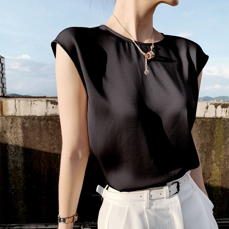 Buy Online Premimum Quality, Trendy and Highly Comfortable Elegant Blouse Office Tunic Satin Silk - FEYONAS