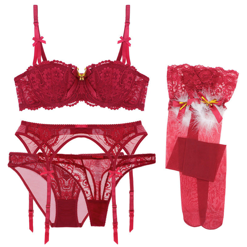 Buy Online Premimum Quality, Trendy and Highly Comfortable Sexy Lace Temptation Stockings Thong lingerie - FEYONAS