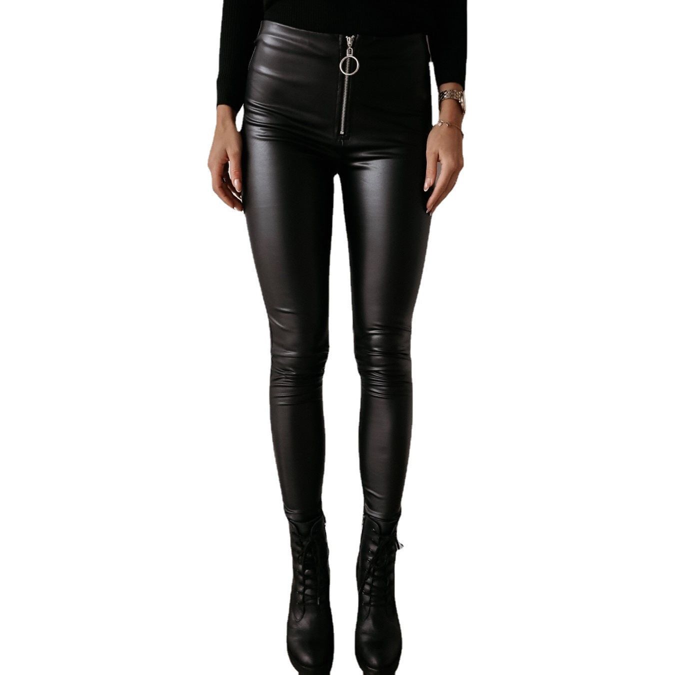 leather pu ladies pant