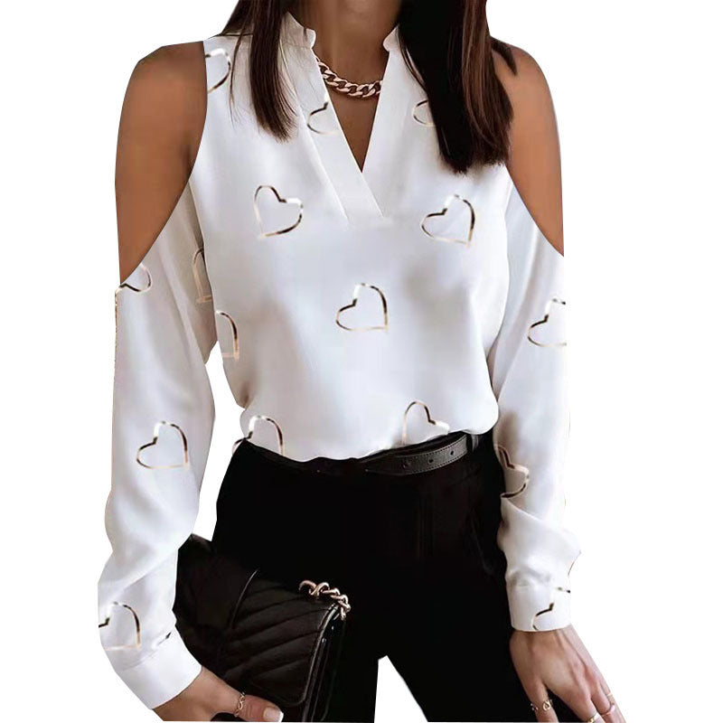 Buy Online Premimum Quality, Trendy and Highly Comfortable Long Sleeve Off-shoulder Printed Shirt - FEYONAS