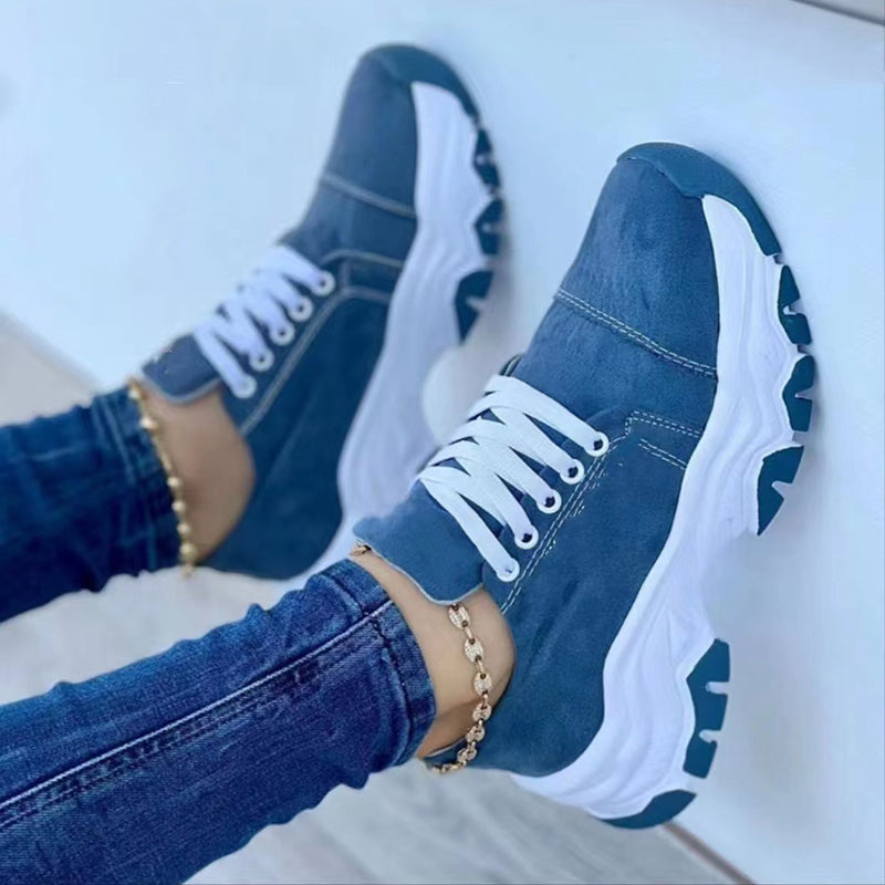 Buy Online Premimum Quality, Trendy and Highly Comfortable Platform Casual Flat Shoes Lace-up Sneaker - FEYONAS