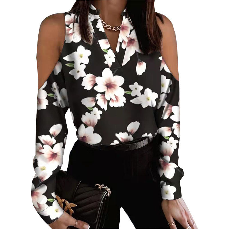 Buy Online Premimum Quality, Trendy and Highly Comfortable Long Sleeve Off-shoulder Printed Shirt - FEYONAS