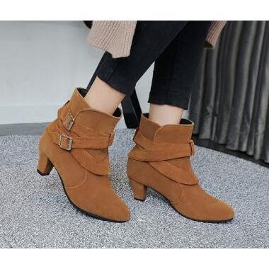 Buy Online Premimum Quality, Trendy and Highly Comfortable Winter Autumn Leather Casual Women High Heels Pumps Warm Ankle Boots - FEYONAS