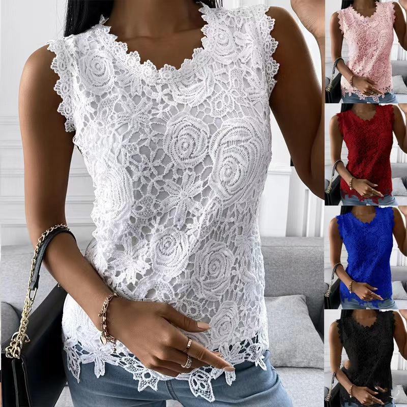 Buy Online Premimum Quality, Trendy and Highly Comfortable Flowers Lace Women Summer Tops S-5XL - FEYONAS