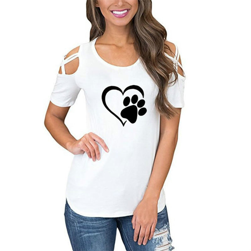 Buy Online Premimum Quality, Trendy and Highly Comfortable Printed Strapless T-shirt Ladies Short-sleeved T-shirt Hollow Top Women - FEYONAS