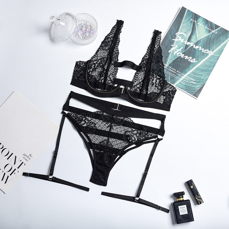 Buy Online Premimum Quality, Trendy and Highly Comfortable Lace Eyelashes Stitching Sexy Sling Lingerie - FEYONAS