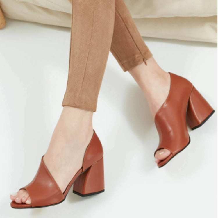 Buy Online Premimum Quality, Trendy and Highly Comfortable Peep Toe Sandals Women Chunky Block High Heel Shoes - FEYONAS