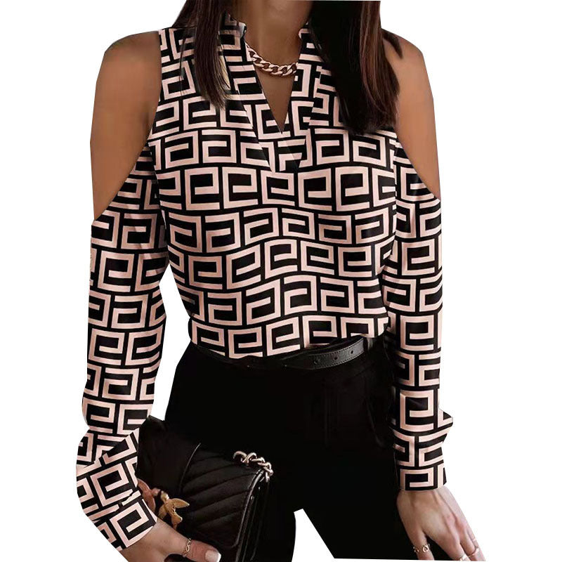 Buy Online Premimum Quality, Trendy and Highly Comfortable Long Sleeve Off-shoulder Printed Shirt - FEYONAS