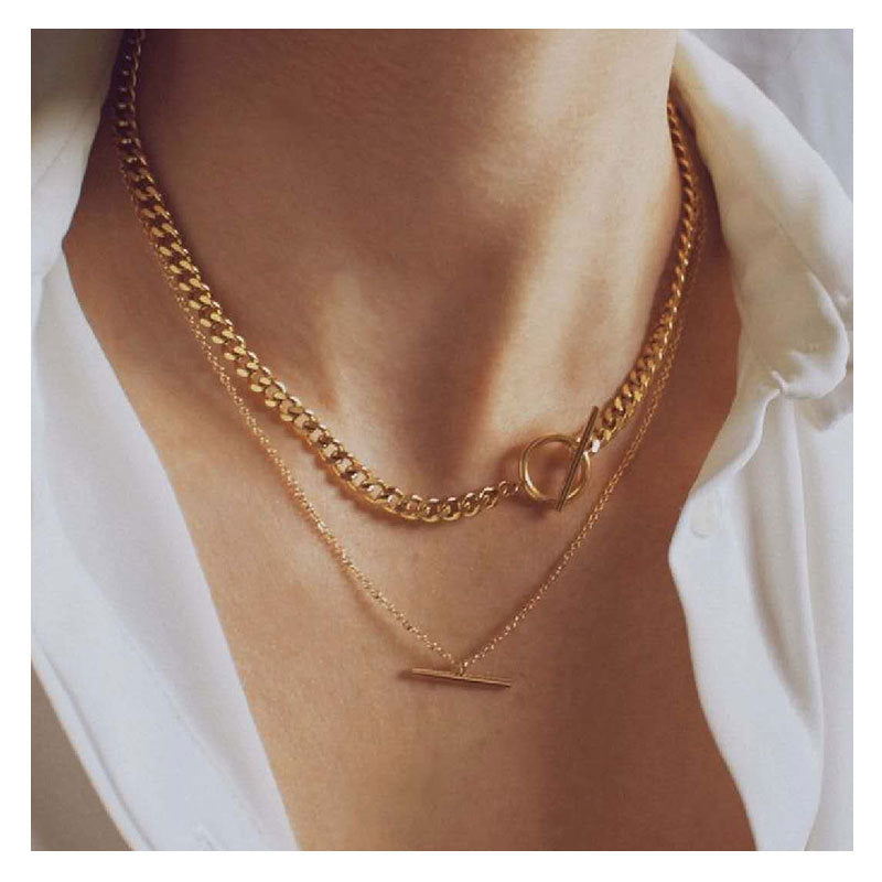 Buy Online Premimum Quality, Trendy and Highly Comfortable Necklace Double OT Chain Necklace - FEYONAS