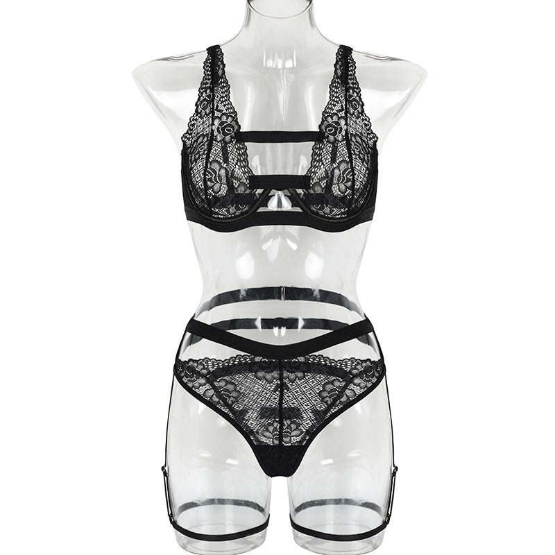 Buy Online Premimum Quality, Trendy and Highly Comfortable Lace Eyelashes Stitching Sexy Sling Lingerie - FEYONAS