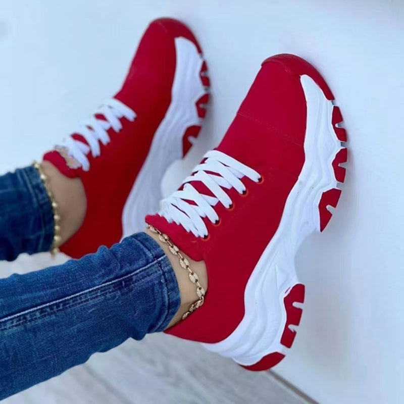 Buy Online Premimum Quality, Trendy and Highly Comfortable Platform Casual Flat Shoes Lace-up Sneaker - FEYONAS