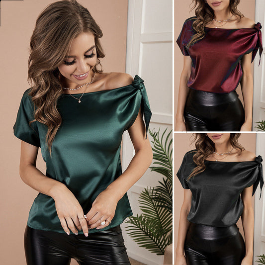 Buy Online Premimum Quality, Trendy and Highly Comfortable Summer Off-shoulder Pullover Bow Top - FEYONAS