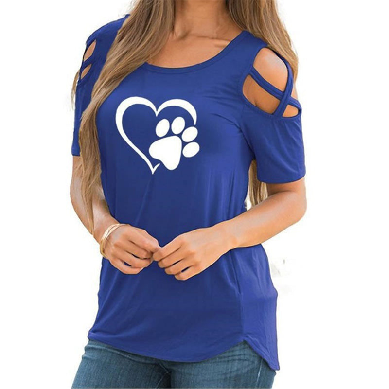Buy Online Premimum Quality, Trendy and Highly Comfortable Printed Strapless T-shirt Ladies Short-sleeved T-shirt Hollow Top Women - FEYONAS