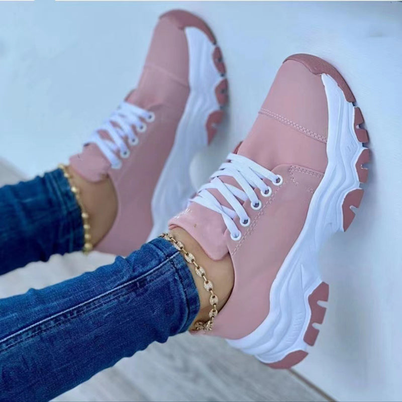 Buy Online Premimum Quality, Trendy and Highly Comfortable Platform Casual Flat Shoes Lace-up Sneaker - FEYONAS