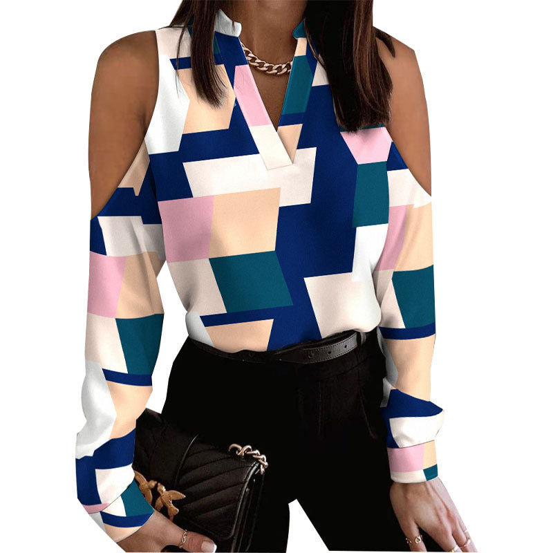Buy Online Premimum Quality, Trendy and Highly Comfortable Long Sleeve Off-shoulder Printed Shirt - FEYONAS