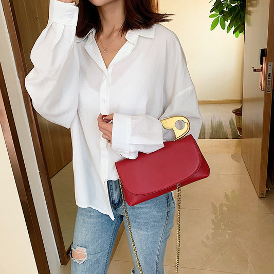 Buy Online Premimum Quality, Trendy and Highly Comfortable Personality Fashion Pin Top Handle Purse Leather Women Handbag - FEYONAS