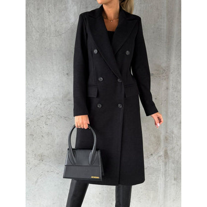 black long wool winter coat for ladies