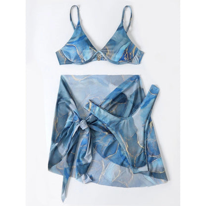 Buy Online Premimum Quality, Trendy and Highly Comfortable Marble Printed 3pcs Swimwear Bikini - FEYONAS