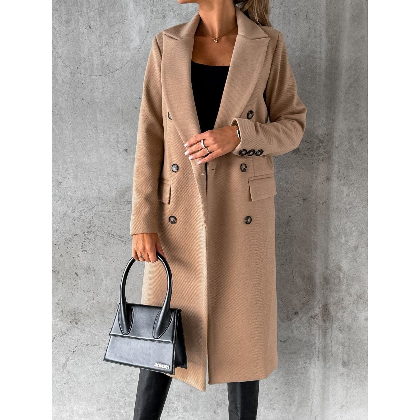 brown long wool winter coat for ladies
