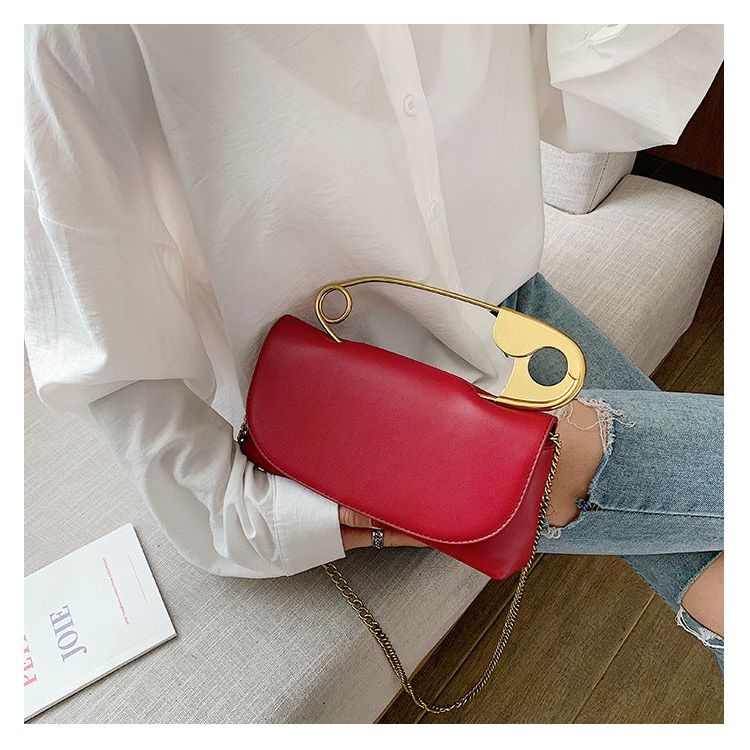 Buy Online Premimum Quality, Trendy and Highly Comfortable Personality Fashion Pin Top Handle Purse Leather Women Handbag - FEYONAS