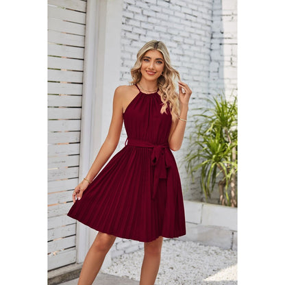 Buy Online Premimum Quality, Trendy and Highly Comfortable Halter Strapless Dresses Solid Pleated for Women - FEYONAS
