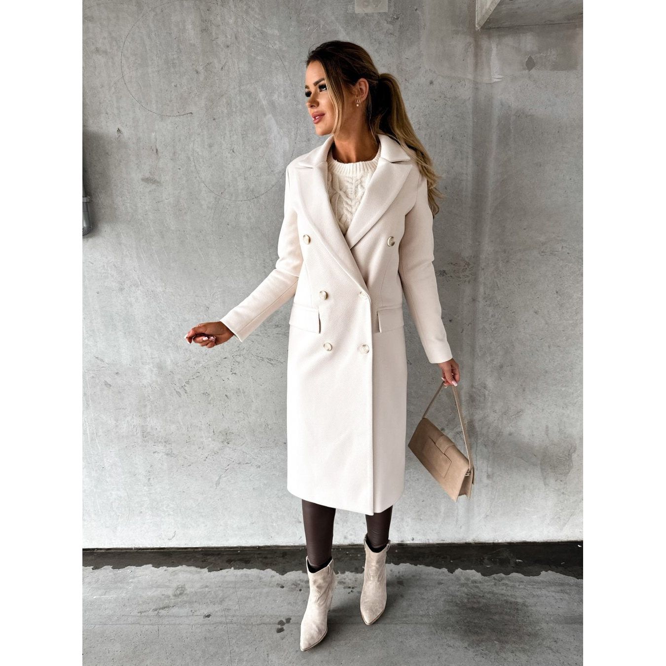 fill length wool coat for ladies