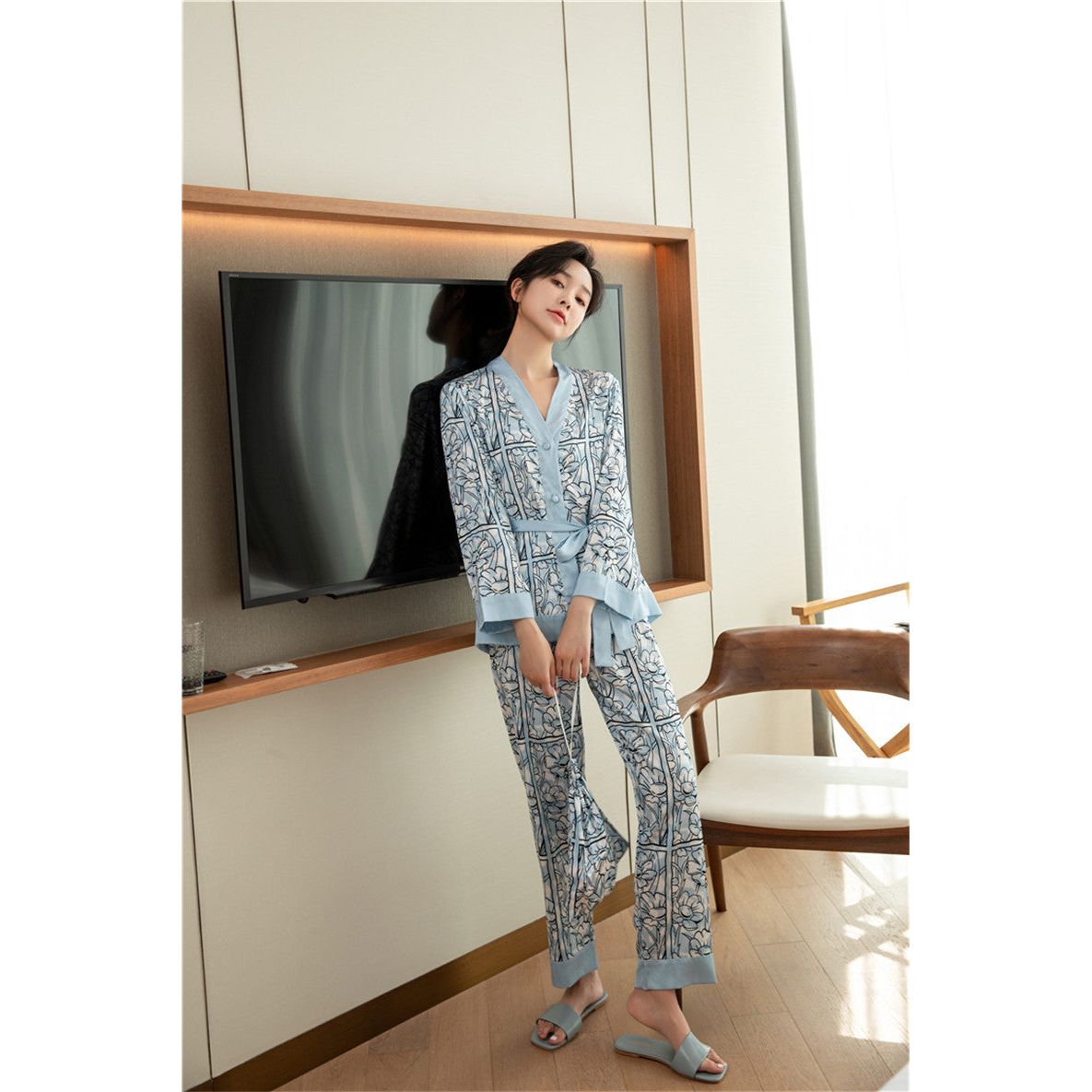 Buy Online Premimum Quality, Trendy and Highly Comfortable Pajamas Women Summer Ice Silk Sweet Imitation - FEYONAS