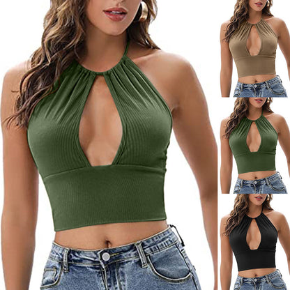 Buy Online Premimum Quality, Trendy and Highly Comfortable Camisole Halter  Summer Sexy Hollow Tops - FEYONAS