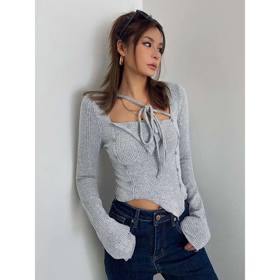 women's irregular tops with long sleeves