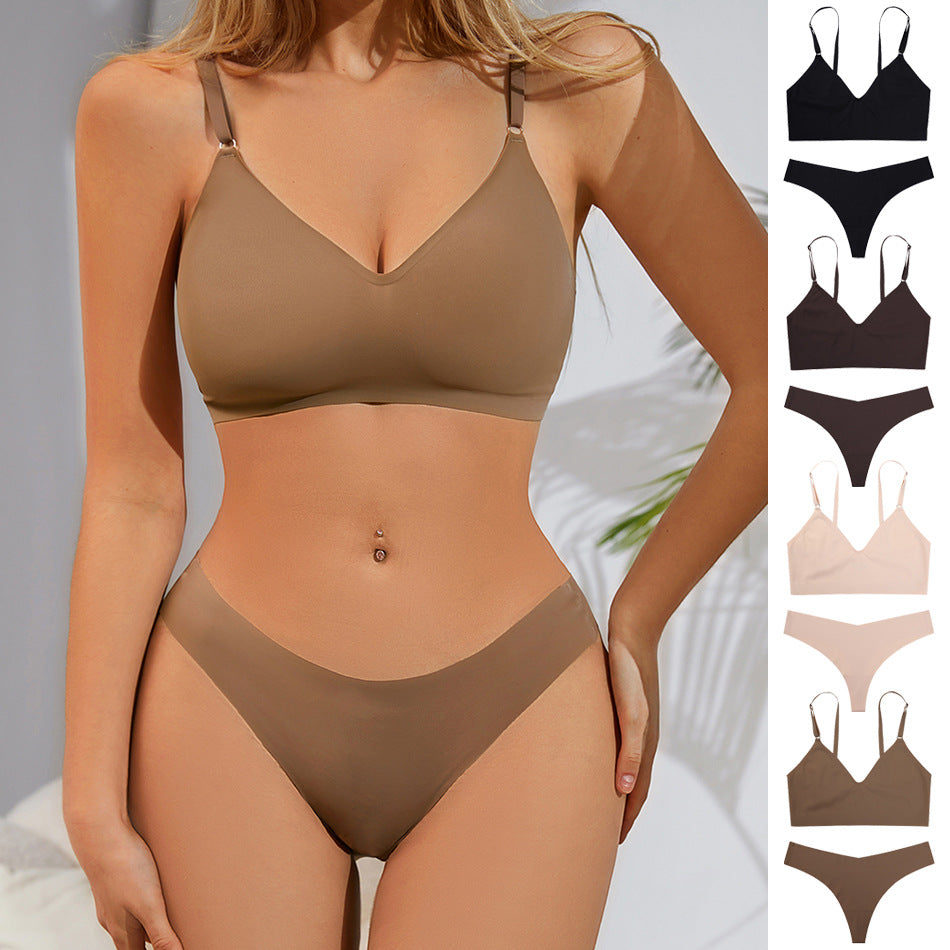 Buy Online Premimum Quality, Trendy and Highly Comfortable Wireless Seamless Lingerie & Panties Two Piece Set - FEYONAS