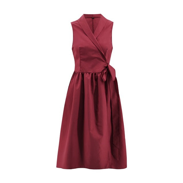 Buy Online Premimum Quality, Trendy and Highly Comfortable New Midi Dress Casual Sleeveless Belt Dress - FEYONAS